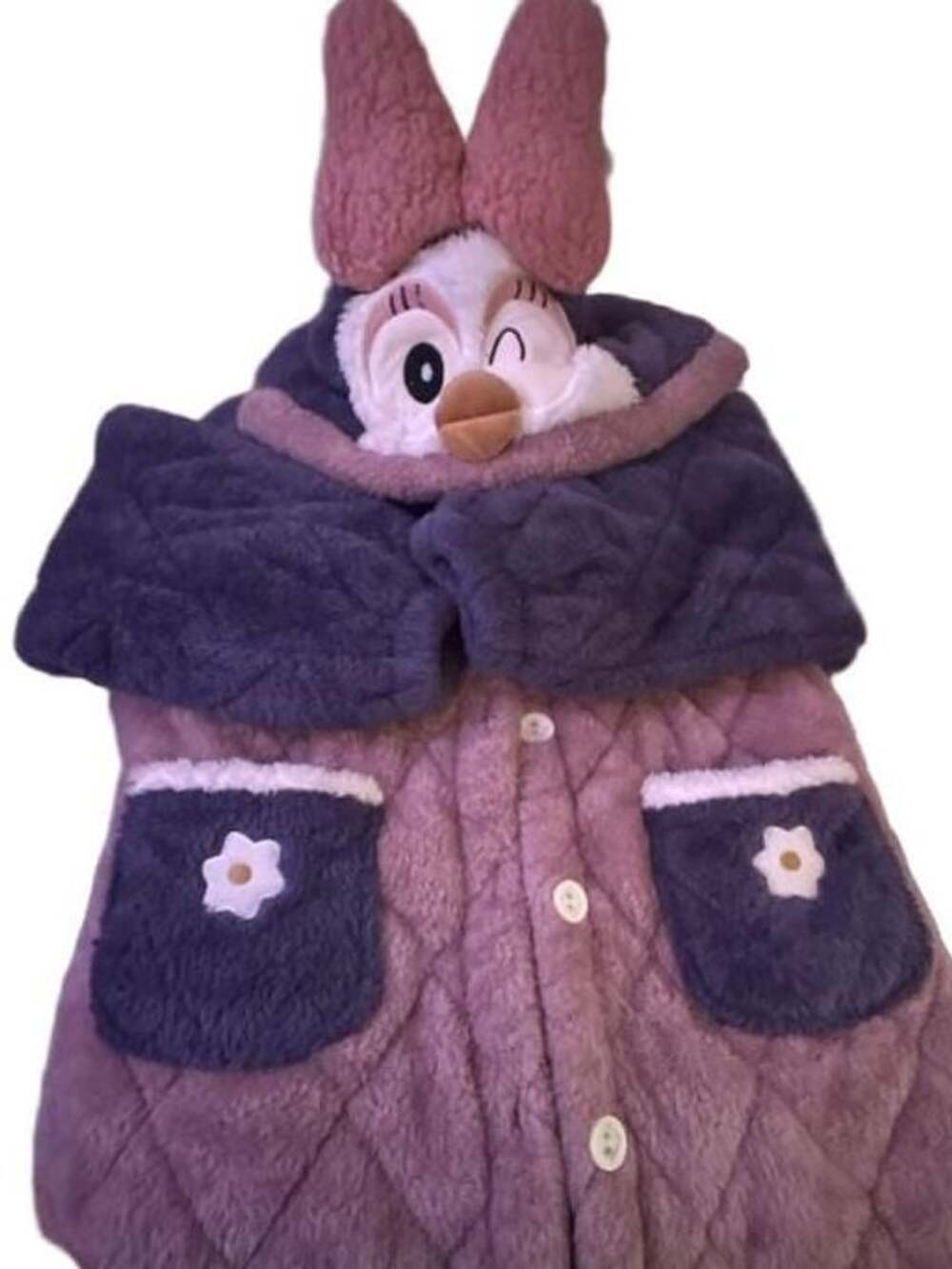 Women Kawaii Flannel Winter Kimono Nightgown Cute Duck